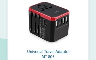 Mediatech Universal Travel Adaptor 4 in 1 MT-805 + Usb Type-C - Merah